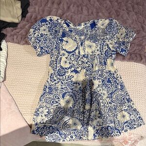 Floral Blue and White boutique Dress